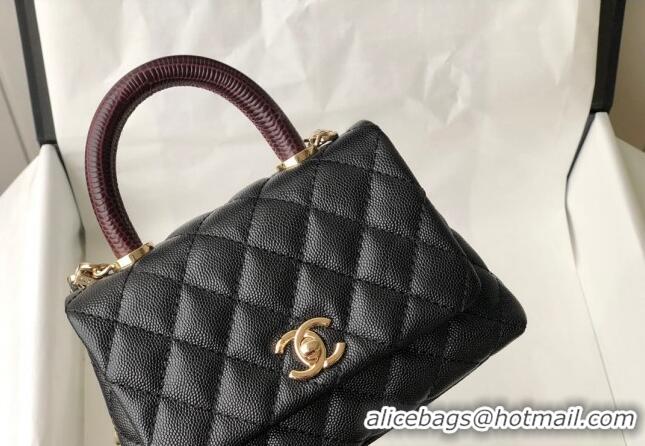 Buy Classic Chanel Grained Calfskin Mini Flap Bag with Top Handle AS2215 Black/Brown 2024