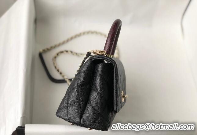 Buy Classic Chanel Grained Calfskin Mini Flap Bag with Top Handle AS2215 Black/Brown 2024