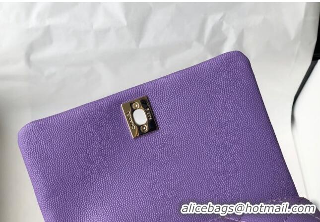 Market Sells Chanel Grained Calfskin Mini Flap Bag with Top Handle AS2215 Purple 2024