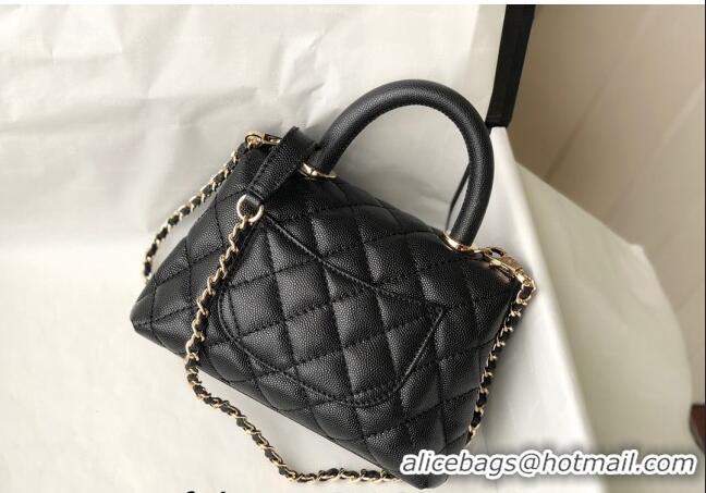 New Fashion Chanel Grained Calfskin Mini Flap Bag with Top Handle AS2215 Black 2024