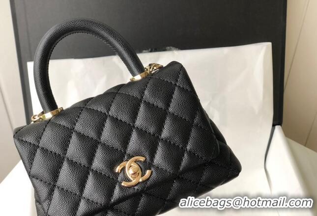 New Fashion Chanel Grained Calfskin Mini Flap Bag with Top Handle AS2215 Black 2024