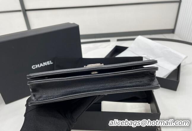 Modern Classic Chanel Lambskin Boy Chanel Wallet On Chain Bag WOC AP7062 Black/Silver 2024