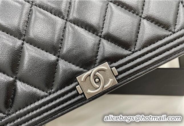 Modern Classic Chanel Lambskin Boy Chanel Wallet On Chain Bag WOC AP7062 Black/Silver 2024