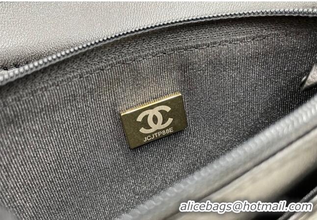 Top Quality Chanel Lambskin Boy Chanel Wallet On Chain Bag WOC AP7062 Black/Gold 2024