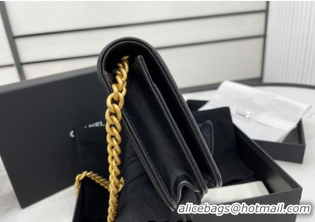 Top Quality Chanel Lambskin Boy Chanel Wallet On Chain Bag WOC AP7062 Black/Gold 2024