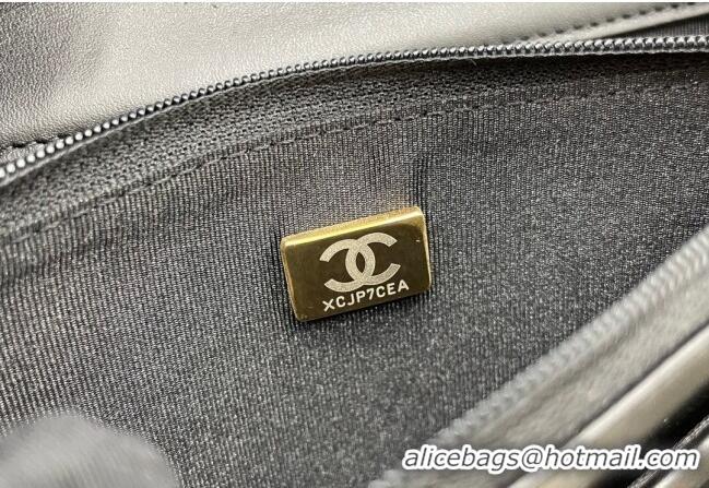 Cheapest Chanel Grained Calfskin Boy Chanel Wallet On Chain Bag WOC AP7063 Black/Gold 2024