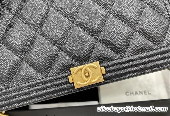 Cheapest Chanel Grained Calfskin Boy Chanel Wallet On Chain Bag WOC AP7063 Black/Gold 2024