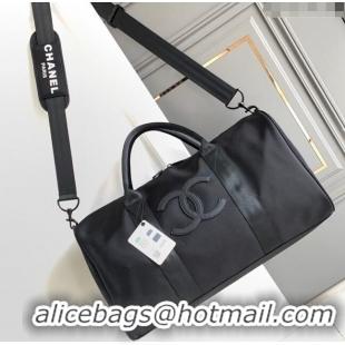 New Cheap Chanel Nylon Duffle Travel Bag AS3533 Black 2024