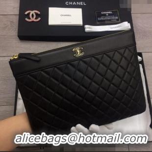 Elegant Inexpensive Chanel Quilted Lambskin Pouch 9823 Black 2024