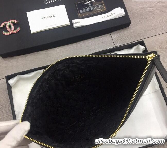 Elegant Inexpensive Chanel Quilted Lambskin Pouch 9823 Black 2024