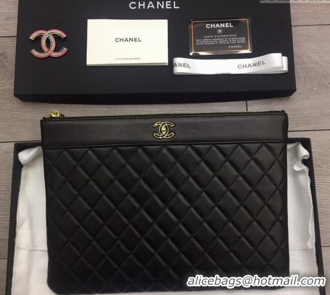 Elegant Inexpensive Chanel Quilted Lambskin Pouch 9823 Black 2024