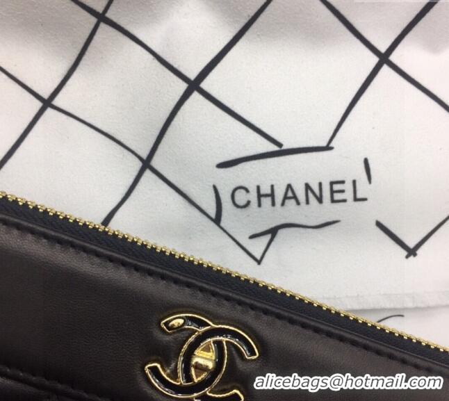 Elegant Inexpensive Chanel Quilted Lambskin Pouch 9823 Black 2024