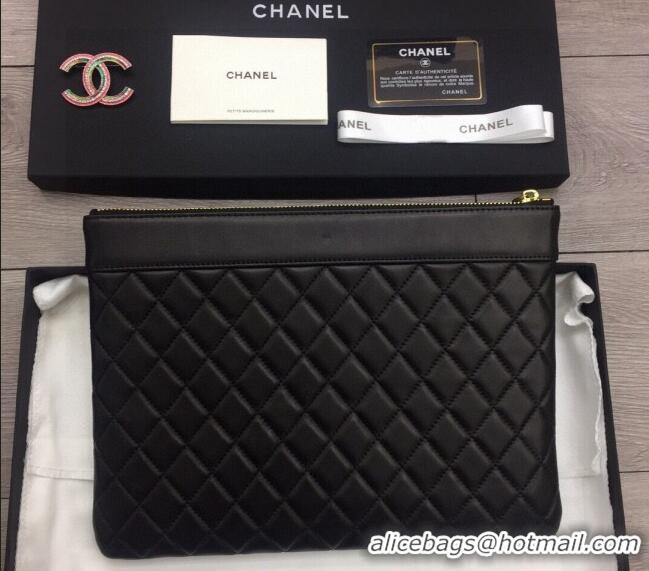 Elegant Inexpensive Chanel Quilted Lambskin Pouch 9823 Black 2024