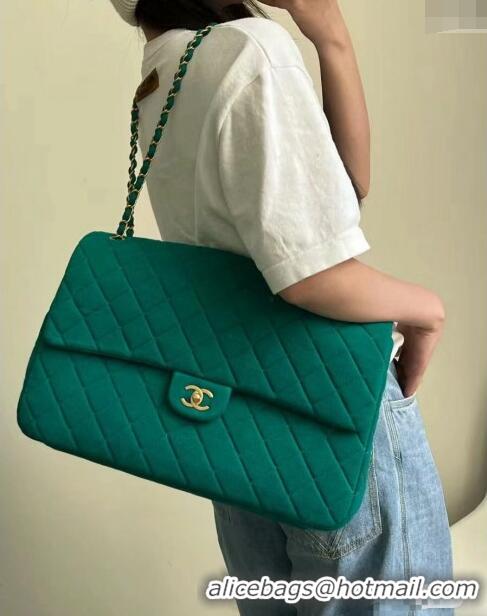 Market Sells Chanel XXL Airline Travel Flap Bag in Knit Fabric A4661 Green 2024