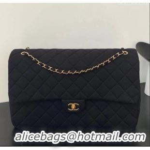 Market Sells Chanel XXL Airline Travel Flap Bag in Knit Fabric A4661 Black 2024