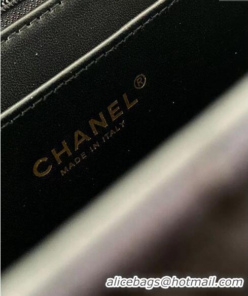 Market Sells Chanel XXL Airline Travel Flap Bag in Knit Fabric A4661 Black 2024