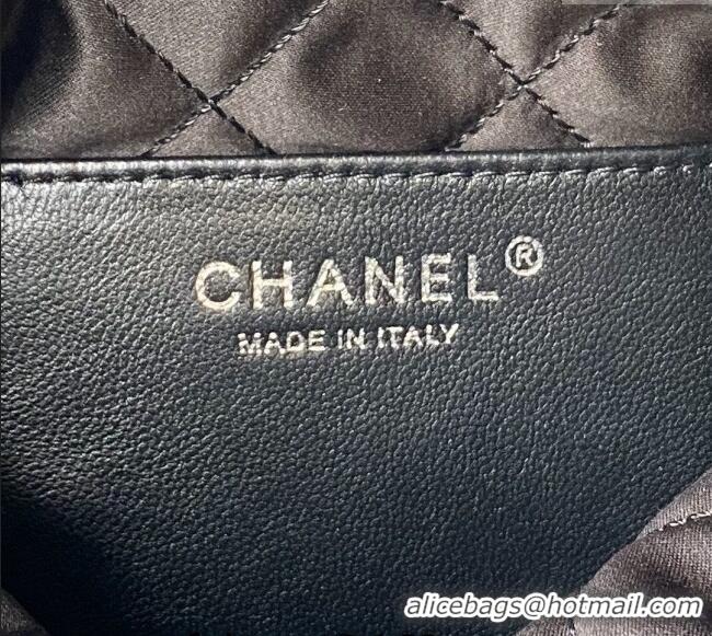 New Release Creation Chanel 22 Metallic Shaded Calfskin Mini Shopping Bag AS3980 Black/Silver 2024