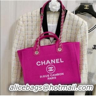 Classic Specials Chanel Deauville Mixed Fibers & Calfskin Medium Shopping Bag A8012 Fuchsia Purple 2024