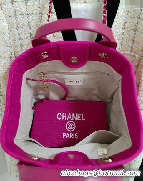 Classic Specials Chanel Deauville Mixed Fibers & Calfskin Medium Shopping Bag A8012 Fuchsia Purple 2024