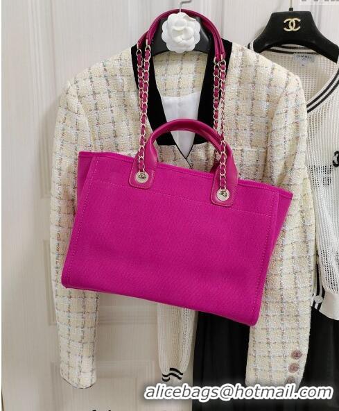 Classic Specials Chanel Deauville Mixed Fibers & Calfskin Medium Shopping Bag A8012 Fuchsia Purple 2024