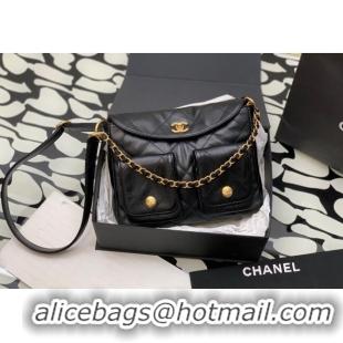 Unique Style Chanel Quilted Lambskin Large Hobo Bag 99335 Black 2024