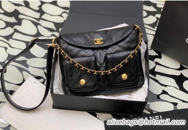 Unique Style Chanel Quilted Lambskin Large Hobo Bag 99335 Black 2024