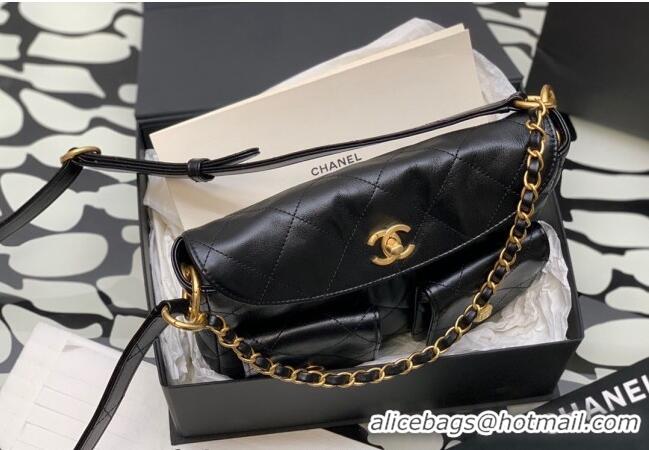 Unique Style Chanel Quilted Lambskin Large Hobo Bag 99335 Black 2024