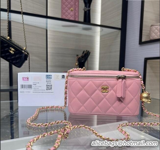 Buy Classic Chanel Lambskin Clutch with Chain and Gold-Tone Ball AP2303 Light Pink 2024