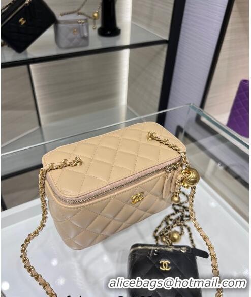 Low Cost Chanel Lambskin Clutch with Chain and Gold-Tone Ball AP2303 Beige 2024