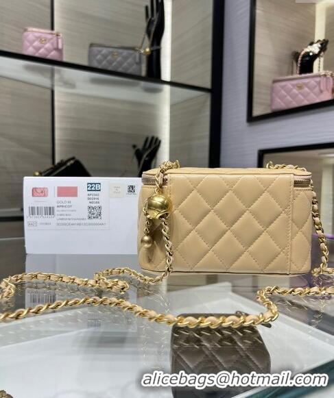 Low Cost Chanel Lambskin Clutch with Chain and Gold-Tone Ball AP2303 Beige 2024