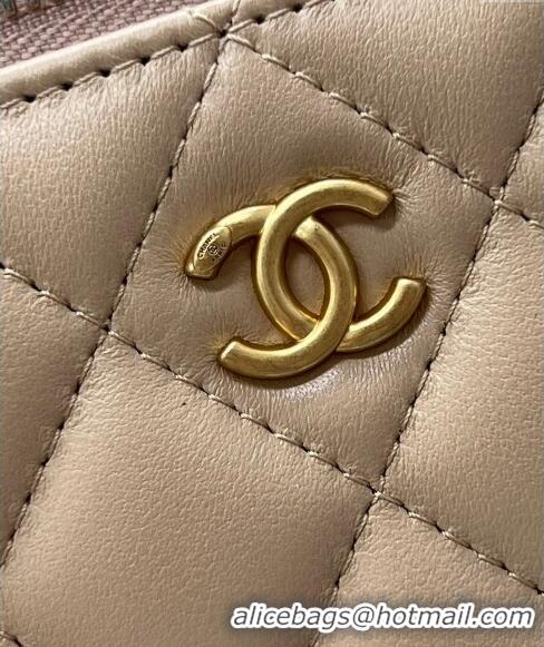 Low Cost Chanel Lambskin Clutch with Chain and Gold-Tone Ball AP2303 Beige 2024