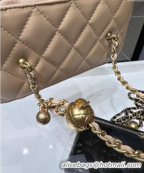 Low Cost Chanel Lambskin Clutch with Chain and Gold-Tone Ball AP2303 Beige 2024