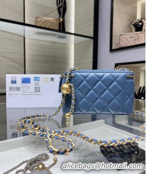 Buy Cheap Chanel Lambskin Clutch with Chain and Gold-Tone Ball AP2303 Blue 2024