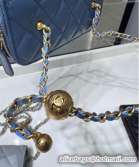 Buy Cheap Chanel Lambskin Clutch with Chain and Gold-Tone Ball AP2303 Blue 2024