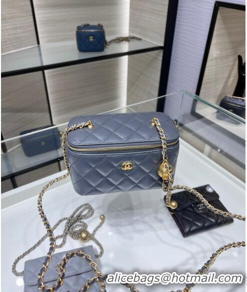 Most Popular Chanel Lambskin Clutch with Chain and Gold-Tone Ball AP2303 Dark Grey 2024