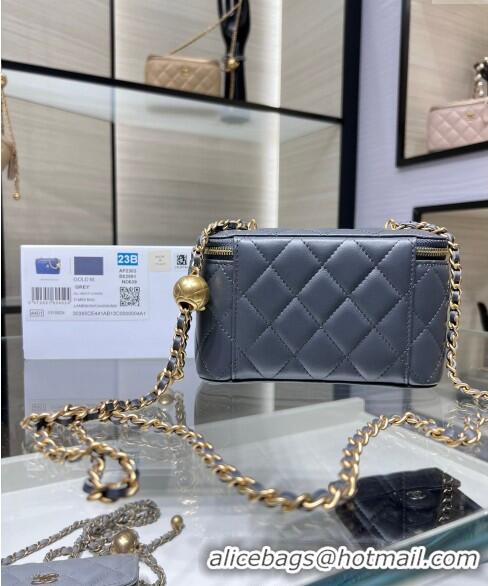 Most Popular Chanel Lambskin Clutch with Chain and Gold-Tone Ball AP2303 Dark Grey 2024