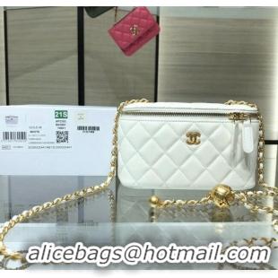 Grade Quality Chanel Lambskin Clutch with Chain and Gold-Tone Ball AP2303 White 2024