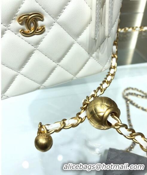 Grade Quality Chanel Lambskin Clutch with Chain and Gold-Tone Ball AP2303 White 2024