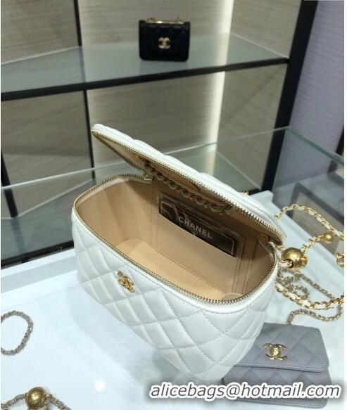 Grade Quality Chanel Lambskin Clutch with Chain and Gold-Tone Ball AP2303 White 2024