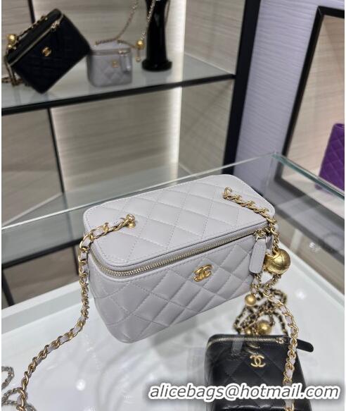 Inexpensive Chanel Lambskin Clutch with Chain and Gold-Tone Ball AP2303 Light Grey 2024