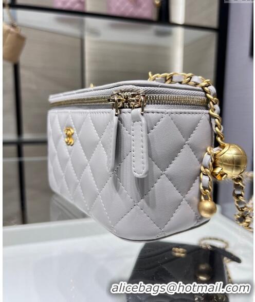 Inexpensive Chanel Lambskin Clutch with Chain and Gold-Tone Ball AP2303 Light Grey 2024