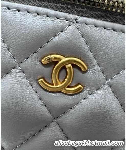 Inexpensive Chanel Lambskin Clutch with Chain and Gold-Tone Ball AP2303 Light Grey 2024