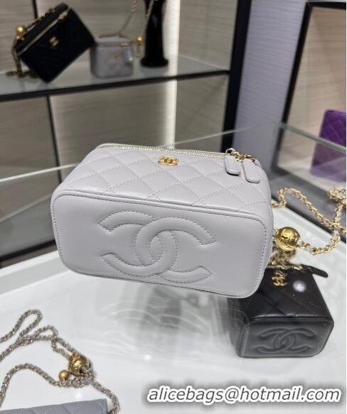 Inexpensive Chanel Lambskin Clutch with Chain and Gold-Tone Ball AP2303 Light Grey 2024