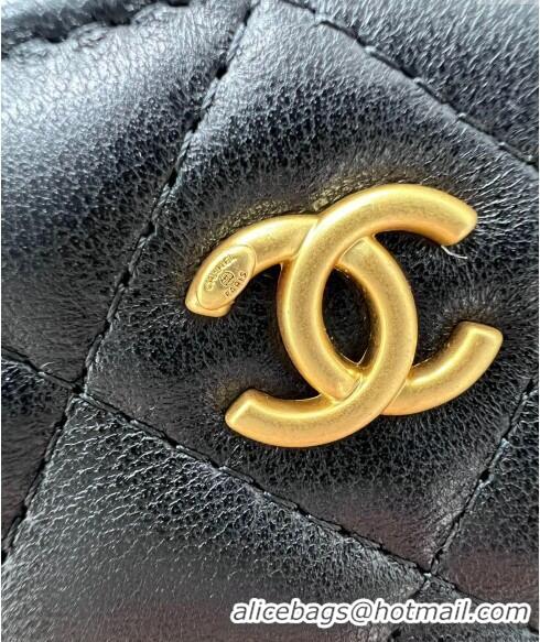 Wholesale Best Chanel Lambskin Clutch with Chain and Gold-Tone Ball AP2303 Black 2024