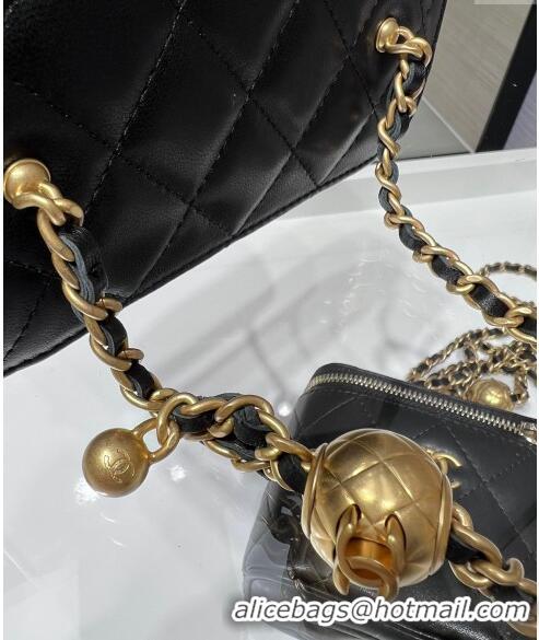 Wholesale Best Chanel Lambskin Clutch with Chain and Gold-Tone Ball AP2303 Black 2024