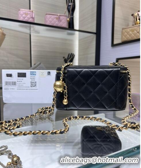 Wholesale Best Chanel Lambskin Clutch with Chain and Gold-Tone Ball AP2303 Black 2024