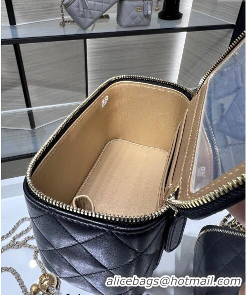 Wholesale Best Chanel Lambskin Clutch with Chain and Gold-Tone Ball AP2303 Black 2024