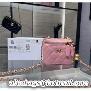 Luxury Classic Chanel Lambskin Clutch with Chain and Gold-Tone Ball AP1447 Light Pink 2024