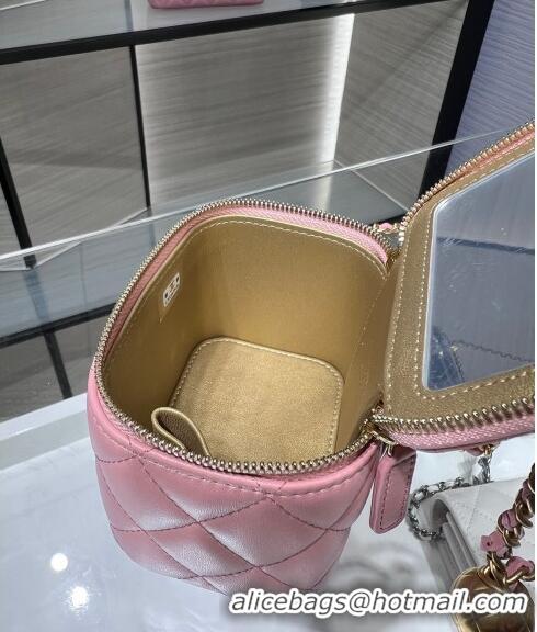 Luxury Classic Chanel Lambskin Clutch with Chain and Gold-Tone Ball AP1447 Light Pink 2024