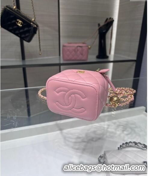 Luxury Classic Chanel Lambskin Clutch with Chain and Gold-Tone Ball AP1447 Light Pink 2024